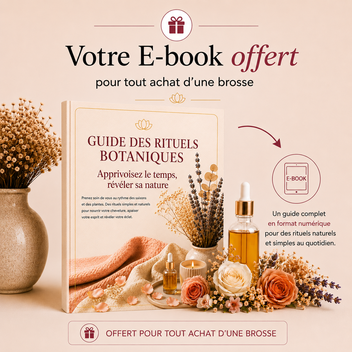 E-book offert Guide des Rituels Botaniques pour tout achat d'une brosse 3 en 1 by Lunéha